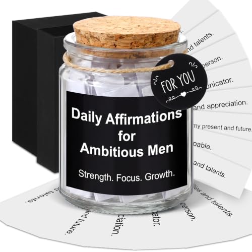 Lunmon Daily Affirmations Jar for Ambitious Men 96 Motivational Quotes