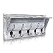 Rustic Wall Mounted Coat Rack Shelf - Wooden Country Style 24" Entryway Shelf with 5 Rustic Hooks - Solid Pine Wood. Perfect touch for your Entryway, Mudroom, Kitchen, Bathroom and More (White)