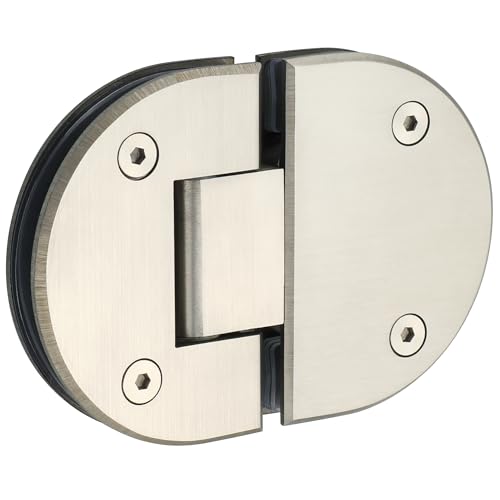 Alise Glass Shower Door Hinge,180 Degree Hinge for Glass Door(Nickel,1P)