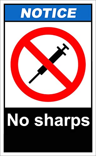 No Sharps2 Notice OSHA/ANSI Label Decal Sticker 8"