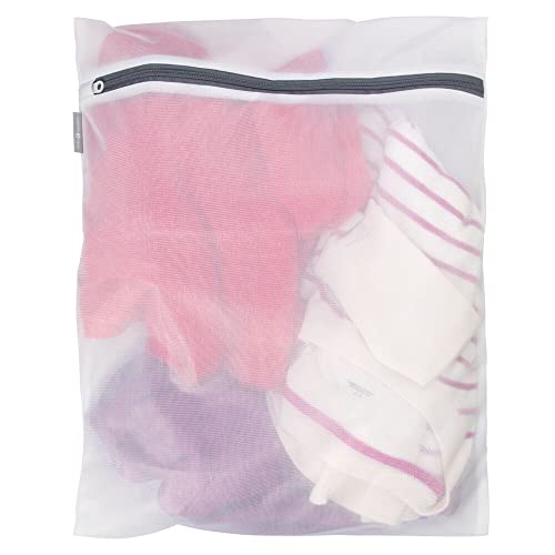 Mdesign Large Laundry Mesh Wash Bag - Fine Weave Fabric, Zipper Closure, Washing Machine And Dryer Safe, Protect Lingerie, Delicates, Underwear, Bras, Leggings - Great Travel Bag - 4 Pack - White #TOP6
