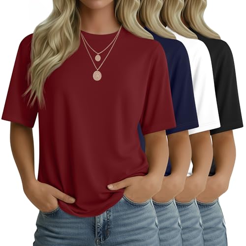 Sweetyweee 4 Pack Women's Half Sleeve T Shirts 1/2 Sleeve