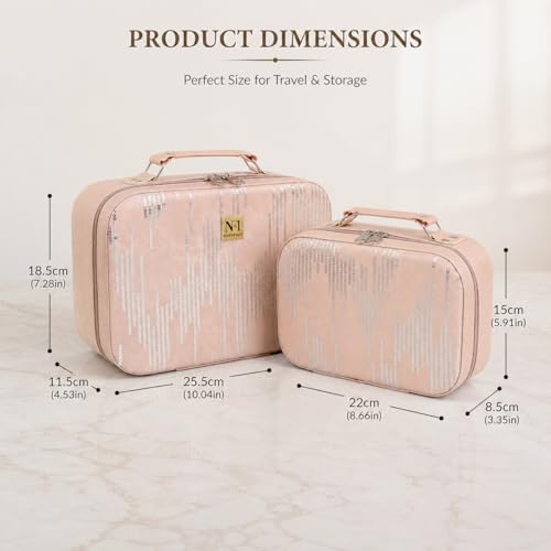 Image of NFI essentials Printed Makeup Box Set of 2 Cosmetic Box Jewellery Bridal Box Trousseau Box Vanity Beauty Case Organizer for Wedding Makeup Bag for Bride