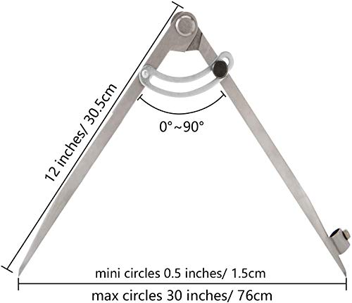 Foto von DASHUAIGE Professioneller Kompass für Holzarbeiten, mit Flügel- und Bleistifthalter, 8 Zoll 12 Zoll, Zimmermannskompass, Bleistift-Zirkel für Geometrie, Zeichnen und Zeichnen (200 mm und 300 mm)