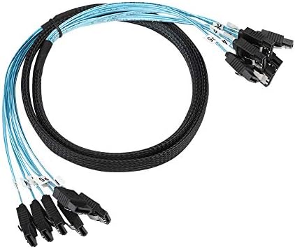 SATA Data Cable-6-port 1m 6.0Gbps SATA3.0 Braided Computer Case Hard Disk Data Cable 6-in-6-out