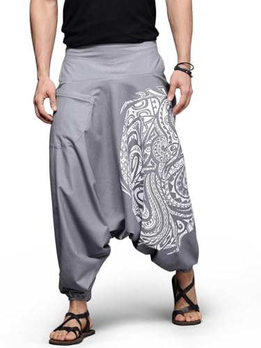 Image of The Veshti Company Printed Harem Pants for Men's Cotton Hippie Style Baggy Boho Yoga Pajama Pant with Pocket
