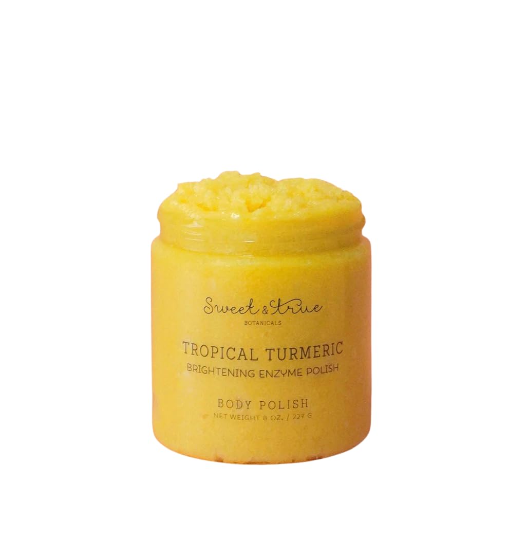 Sweet & True - Tropical Turmeric Enzyme Body Polish | Natural Scrub with Papaya and Turmeric | Clean Botanicals | 8 oz