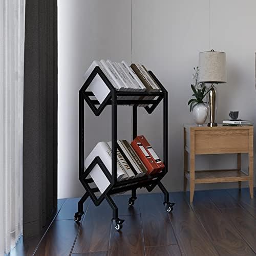VEDECASA DJ Vinyl Record Storage Holder Rack LP Storage Display Stand with Casters Easy to Move Mobile Book Albums Storage Magazine Holder Office Files Organizer Shelf