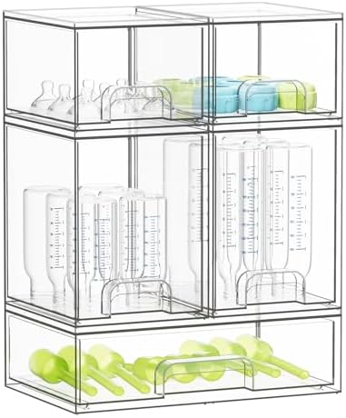 SpaceAid Baby Flaschen Organizer mit 5 Schubladen, 39.1cm H | Acryl Organizer für Babyflaschen, Schubladen Stapelbar für Schminktisch,Badezimmer,Schrank,Küche Aufbewahrung & Organi