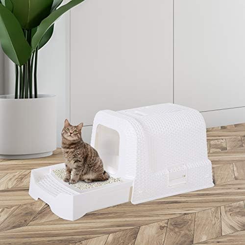 PawHut Pet Cat Litter Box 54L × 42W × 41H cm with Scoop White