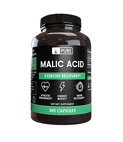 Pure Malic Acid (365 Capsules) Hydroxy Acid for Energy & Muscle Recovery* (600 mg Serving)