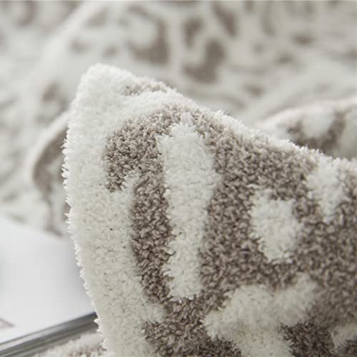 Fluffy Leopard Knitted Throw Blanket Ultra Soft Reversible Grey White Cheetah Printed Bed Blanket Cozy Warm Micro Plush Blanket For Couch Bed Sofa (Grey, 51"X63") #TOP4