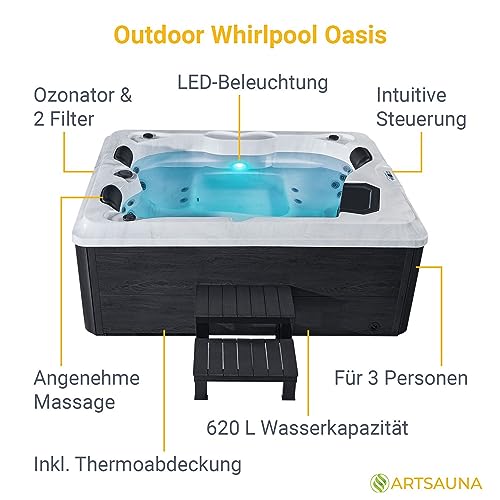 Whirlpool Artsauna Outdoor Whirlpool Oasis mit Treppe und Massagedüsen