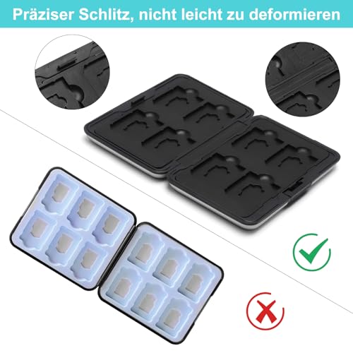 VOSSOT 8 Slots Speicherkarten Aufbewahrung für SD/TF Karten Tragbarer Kartens Case Wasserdicht Stoßfester Aluminium Schutzhülle Aufbewahrung für 8 SD und 8 TF Karten