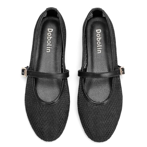Image of Womens Mesh Ballet Flats Comfortable Dressy Round Toe Maryjane Fishnet Casual Shoes