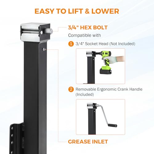 BEAMNOVA 8000 lbs Trailer Jack, Drill-Powered/Manual, Bolt-On Side Mount Swivel Heavy Duty, for Boat Utility RV Camper, 3.7-32.8 inches Easy Lift by BEAMNOVA - Image 8