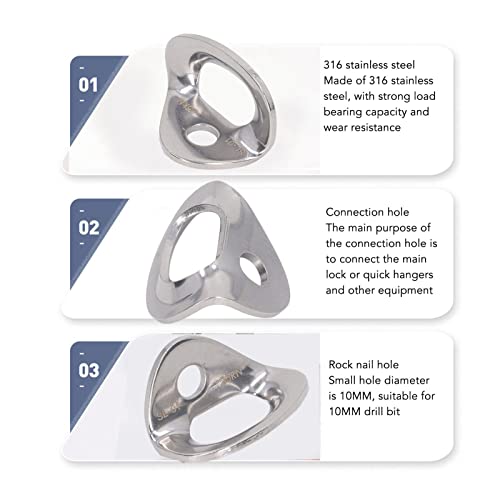 Folosafenar Rock Climbing Anchors, Stainless Steel 10Pcs Strong Load Bearing Capacity Rock Bolt Hangers 25 Kn Sturdy Lightweight For Cave Exploration #TOP2