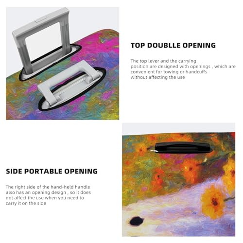 Cute Ghost In Field Of Wildflowers Elastic Travel Luggage Covers Dustproof Scratch-Resistant Suitcase Protector Fit 22-24 Inch3