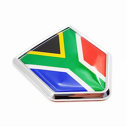 Overdecor South Africa Flag Decal Stickers Car Emblem South African Car Accessories Decorations Chrome Shield Flag Sticker Decals for Cars Truck Vehicles, 2 Pack