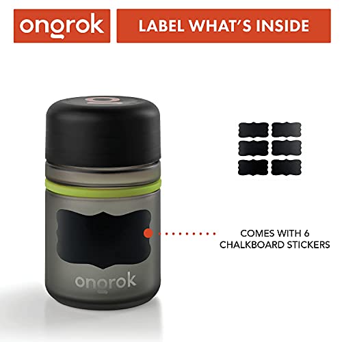 Ongrok Glass Storage Jar, 180Ml, 3 Pack, Color-Coded Airtight Glass Containers, Uv Air Proof Herb Jar To Stash Goods With Care With Child Resistant Lid #TOP3