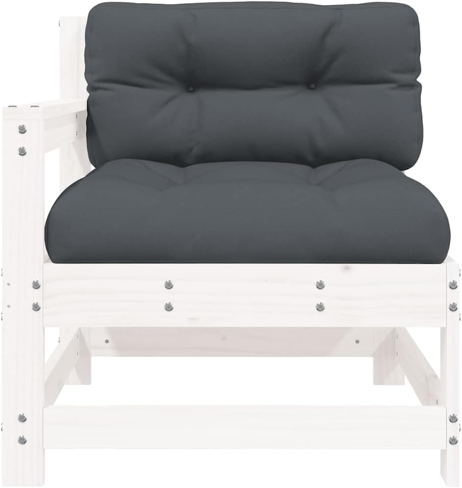 Rustic White Garden Chair Solid Pine Wood Modular Outdoor Seating 24.4 x 26 x 27.8 in Compact Patio Loveseat for Garden Balcony and Terrace