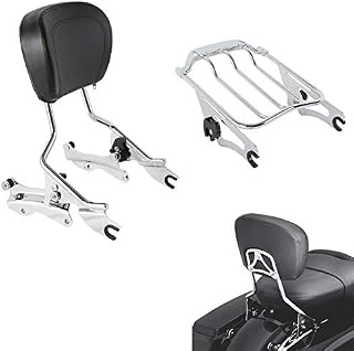Chrome Detachables Backrest Sissy Bar with 4-Point Docking Hardware Kit and Air Wing