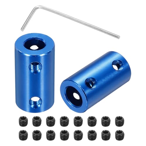 sourcing map Rigid Screw Coupling 7mm to 8mm Shaft Coupler Connector L25mm x D14mm Steel Joint Connector Rigid Coupling 