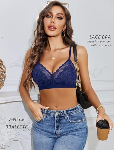 Image of Avidlove Bralettes for Women Lace Racerback Bras Wireless Unlined Bralette Comfy Bra Sexy Lingerie Tops