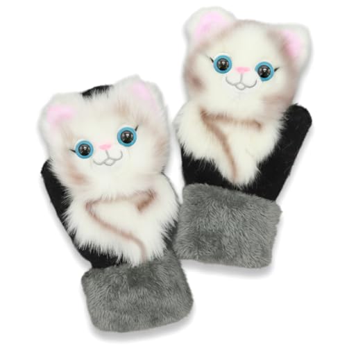 Guantes de gato con forro grueso accesorio para clima frío de mujer