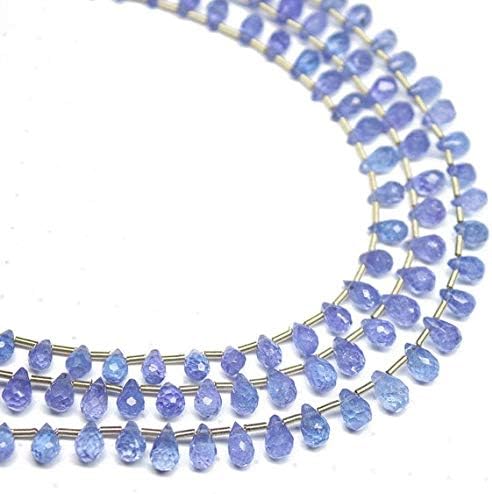 1 strand tanzanite tear drop faceted 8'' long strand gemstone beads, jewelry supplies for jewelry making, bulk beads, for meditation jewellery gemstone size 4mm to 6mm