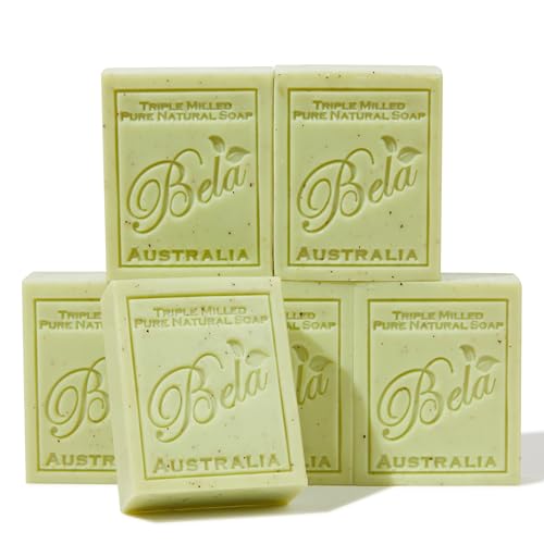 Bela, Lemon Myrtle with Lemongrass, Natural Ingredient Soap Bars, Triple-French Milled Moisturizing Natural Soap Bars Gift Sulfate-Free (93g) 3.3 oz each – 6 Pack