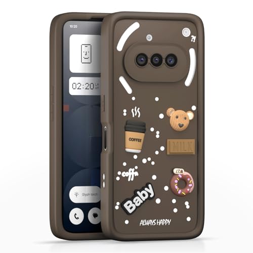 Image of Pikkme Back Cover for Nothing Phone 3a 5G | Cute Fun Cartoon 3D Bear Silicone Full Body Protection Bumper Case (Brown)