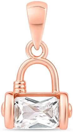 - 925 Silver Crystal Lock Pendant | Circular Open Frame with Single Crystal Accent | Minimal Gift Style, Gifts for Women and Girls | With Certificate of Authenticity