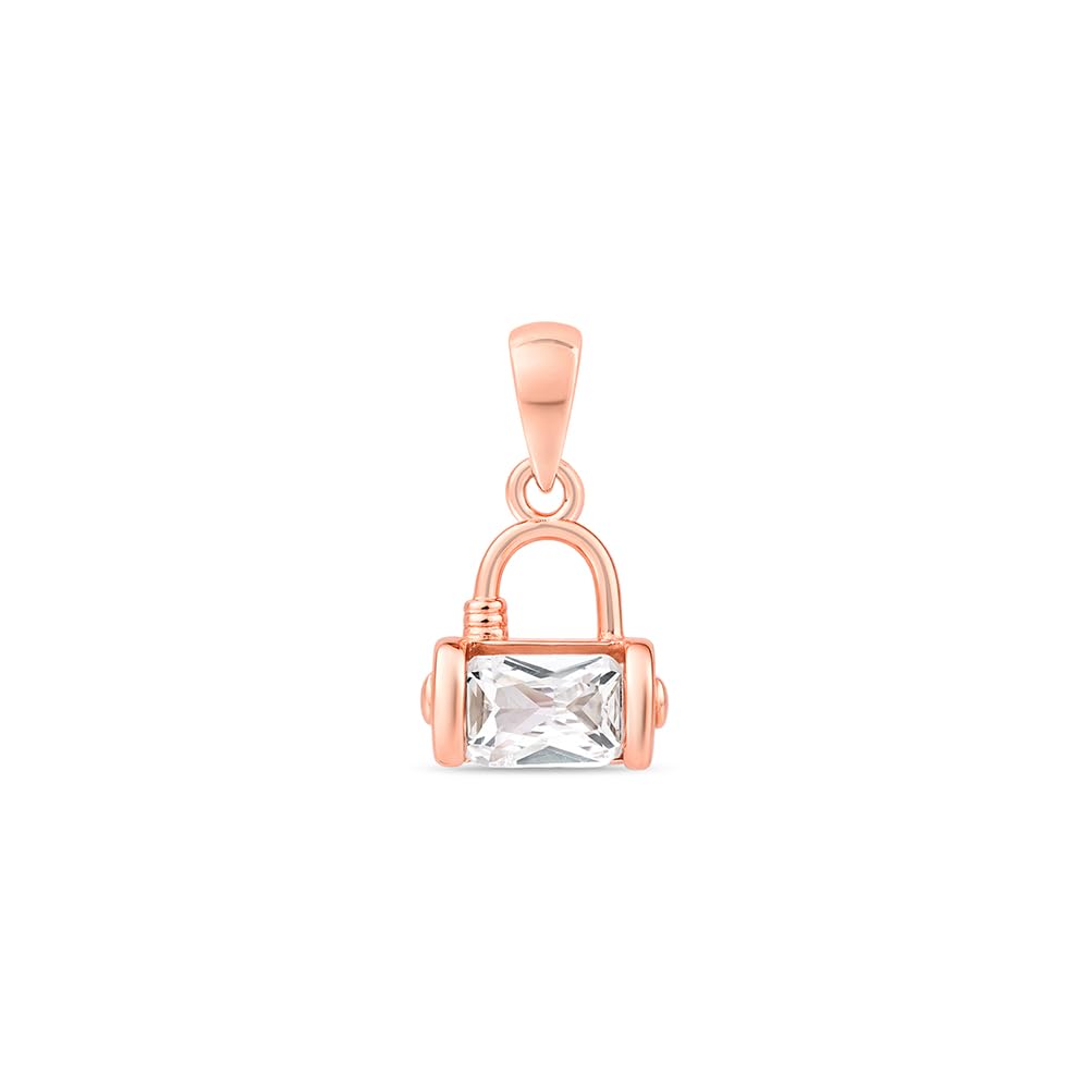 - 925 Silver Crystal Lock Pendant | Circular Open Frame with Single Crystal Accent | Minimal Gift Style, Gifts for Women and Girls | With Certificate of Authenticity