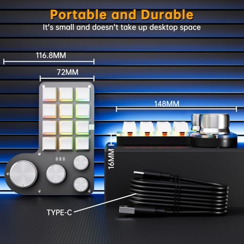 Mini clavier macro 12 touches mécanique USB noir pour bureau de streaming