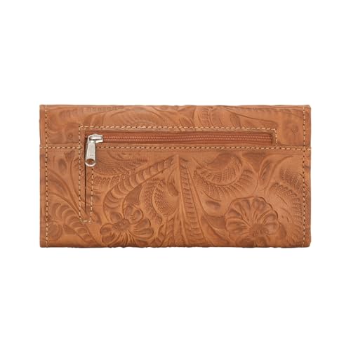 American West Leather Women's Saddle Ridge Tri-Fold Wallet Rust Copper One Size2