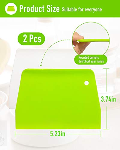 YUNDUOJIA (2PCS) Dough Scraper Bowl Scraper ,Food safe Plastic Dough Cutter, Flexible Plastic Scraper Practical Bench Scraper Multipurpose Food Scrappers for Bread Dough Cake Fondant Icing