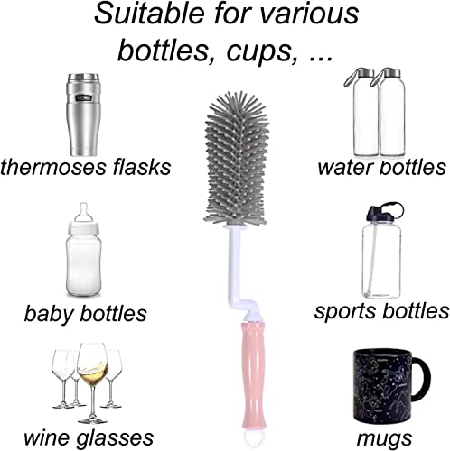 Silicone Bottle Brush Cleaner, Soft Silicone Baby Bottle Brush For Cleaning Water Bottles, Baby Bottles, Thermoses, Glasses Cups, Wine Glass, Food Jars (Pink) #TOP5