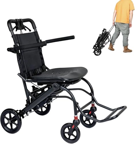 FamilyRoots 車椅子 折畳み 軽量 コンパクト 介助型 車いす 自立できる 透気性 高耐荷重 100kg 移動サポート 高齢者 お年寄り向け 介護用品 介助ブレーキ付き ノーパンクタイヤ 外出用 旅行用 持ち運び易い (ブラック)