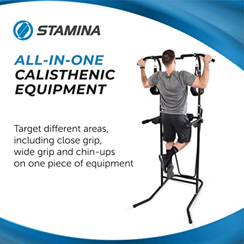 Stamina Power Tower 1698 - Dip Bar Pull Up Bar Station with Smart Workout App - Dip Bars for Home Workout - Up to 250 lbs Weight Capacity - Black - Thumbnail 4