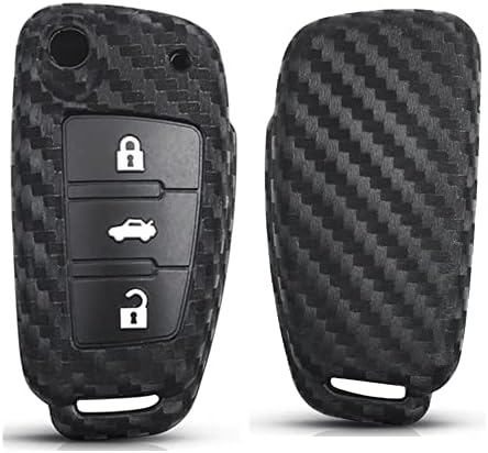 OTMIK Carbon Fiber Pattern Silicone Car Key Cover Case fit for Audi A1 A3 A4 A5 A6 Q7 C5 C6 Car key Accessories