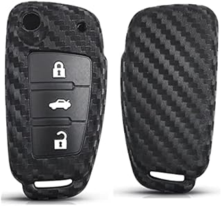 OTMIK Carbon Fiber Pattern Silicone Car Key Cover Case fit for Audi A1 A3 A4 A5 A6 Q7 C5 C6 Car key Accessories