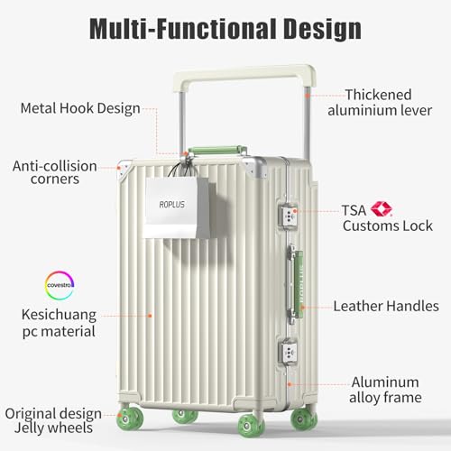 ROPLUS Aluminum Frame Jelly Wheels Luggage