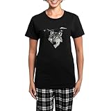 CafePress Grey Wolf Love Women's Dark Pajamas Womens Novelty Pajama Set, Comfortable PJ Sleepwear