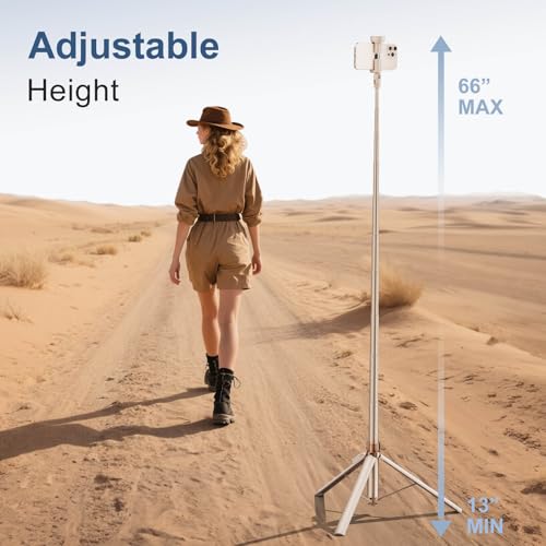 Image of 66 inch Automatic Phone Tripod Stand with Remote, Cell Phone Tripod for iPhone Video Recording & Live Streaming, Adjustable Selfie Stick Tripod for Content Creators, Vloggers