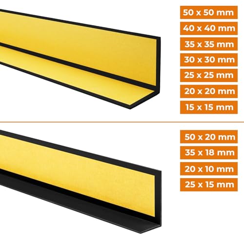 Miniatura 4 de Quest Perfil Angular De Pvc, De Plástico, Autoadhesivo, Protección De Bordes Y Esquinas, Listón Angular, 50x20mm, 200cm, Gris Oscuro