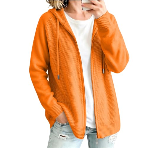 Cárdigan de mujer con cremallera y capucha de punto casual 2