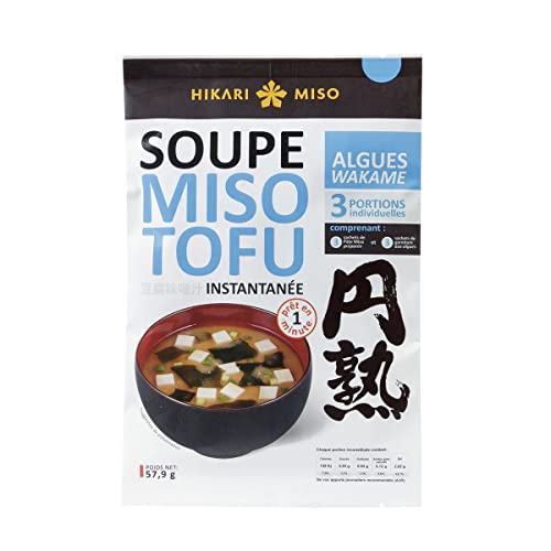 Hikari Sopa instantánea Miso Tofu Algas Wakame 3 porciones 57,9 g