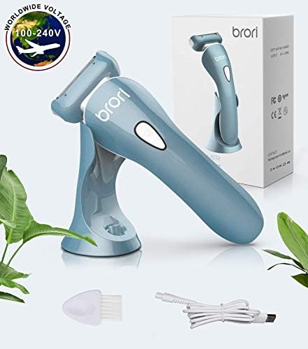 Brori Electric Lady Shaver - Womens Razor Bikini Trimmer for Women Legs Underarms Pubic Hair Wet and Dry Rechargeable Waterproof Cordless with LED Light