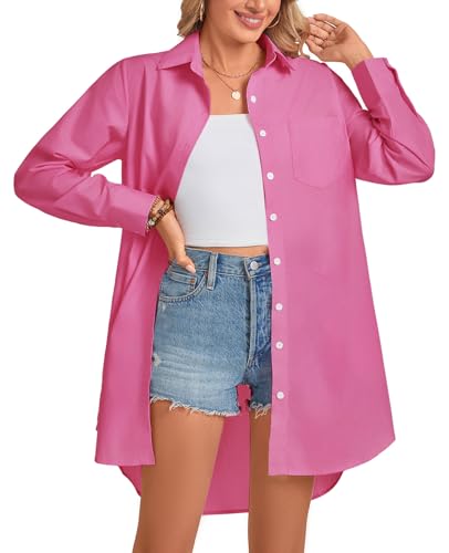 Image of MINTLIMIT Womens Button Down Shirt Dress Spring Summer Loose Casual Long Sleeve Shirt Dresses with Pockets 2025 Trendy